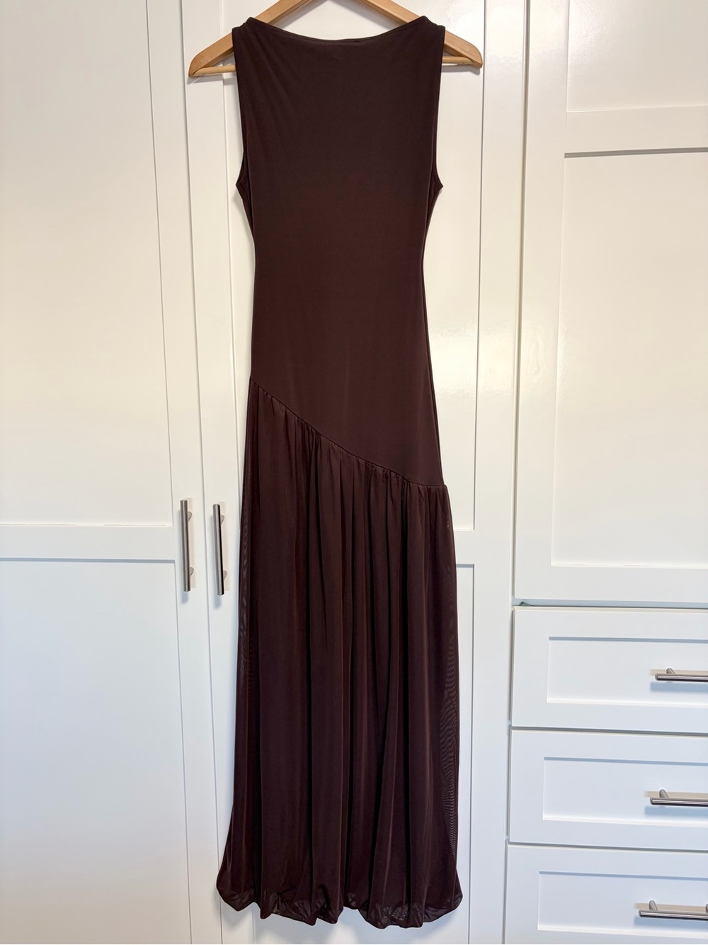 NWT Zara Sleeveless Brown Maxi Dress - Elegant Asymmetric Skirt